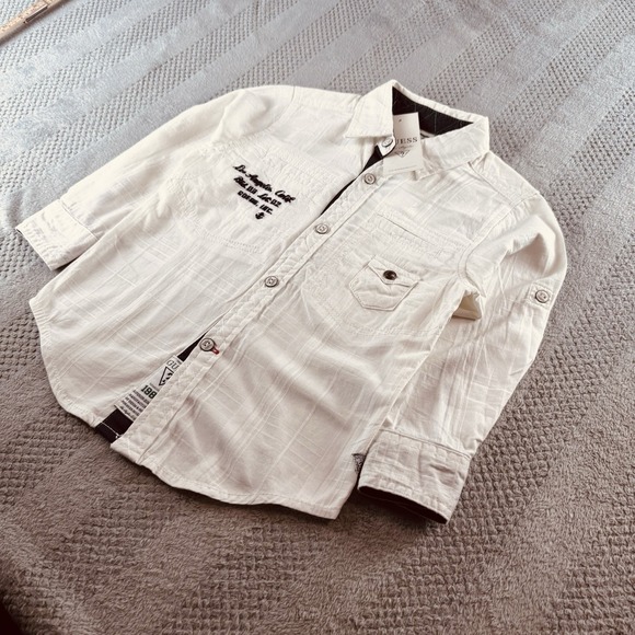 GUESS - Boys Size 4 - White Button Up Shirt - Los Angeles California Long Sleeve - Picture 2 of 10